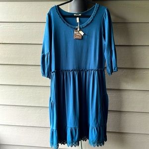 Matilda Jane NWT blue dress with lace hem